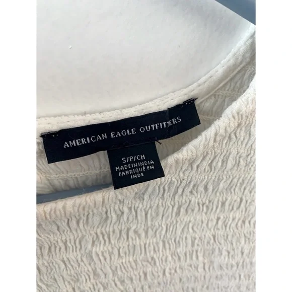 🎀American Eagle Outfitters White Flared Long Sleeve Shirt Women’s Small - Picture 4 of 5